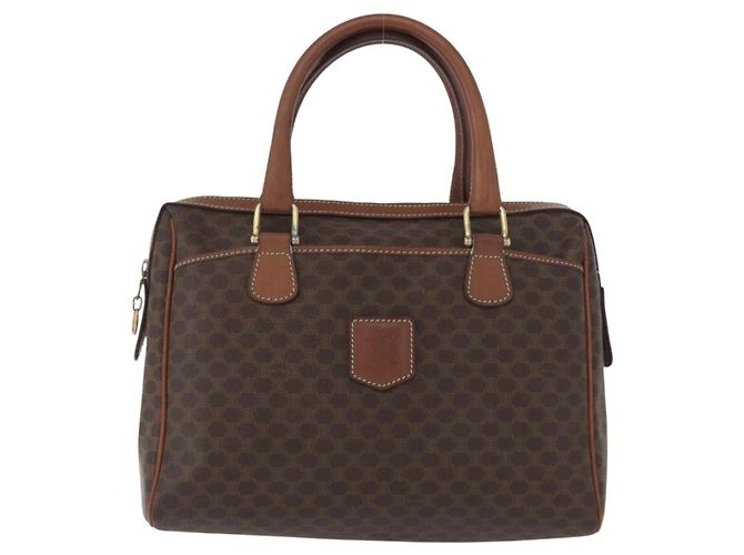 Céline Borsa a mano in tela Macadam CELINE in pelle PVC marrone oro Auth 172719 D'oro - vista 2