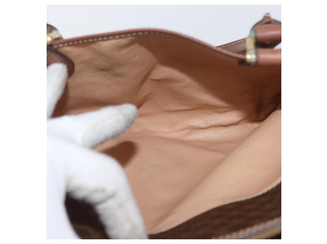 Céline Borsa a mano in tela Macadam CELINE in pelle PVC marrone oro Auth 172719 D'oro - vista 22
