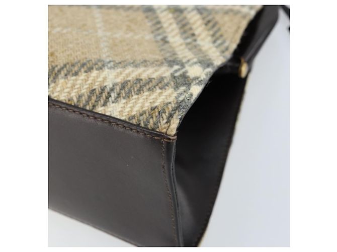 Borsa a Spalla Burberry Nova Check Lana Beige Oro Auth LNZ061A D'oro - vista 10