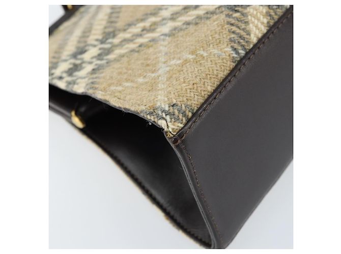Borsa a Spalla Burberry Nova Check Lana Beige Oro Auth LNZ061A D'oro - vista 11