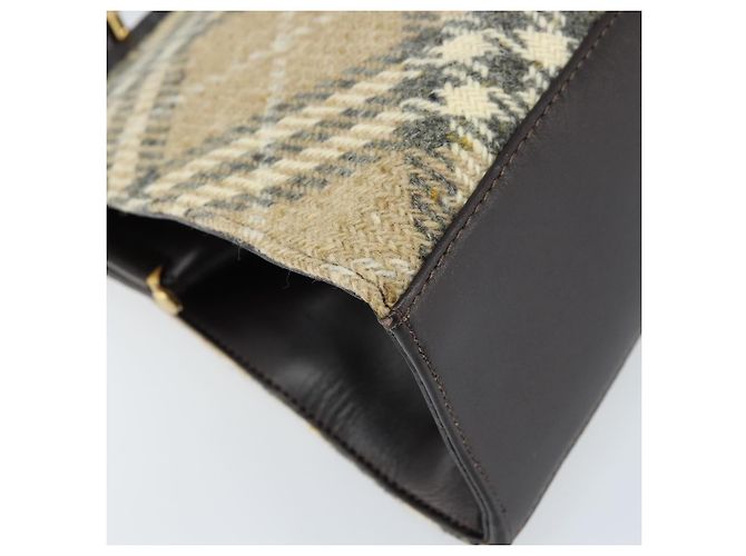 Borsa a Spalla Burberry Nova Check Lana Beige Oro Auth LNZ061A D'oro - vista 13