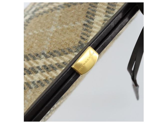 Borsa a Spalla Burberry Nova Check Lana Beige Oro Auth LNZ061A D'oro - vista 15