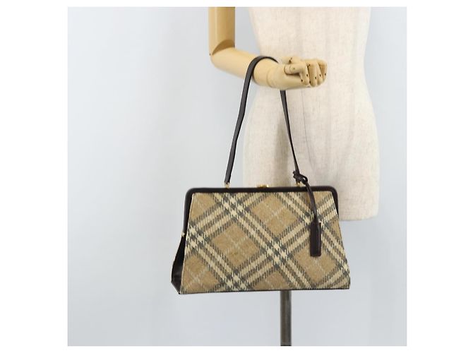Borsa a Spalla Burberry Nova Check Lana Beige Oro Auth LNZ061A D'oro - vista 24