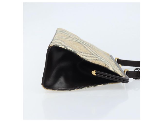 Borsa a Spalla Burberry Nova Check Lana Beige Oro Auth LNZ061A D'oro - vista 4