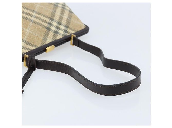 Borsa a Spalla Burberry Nova Check Lana Beige Oro Auth LNZ061A D'oro - vista 7