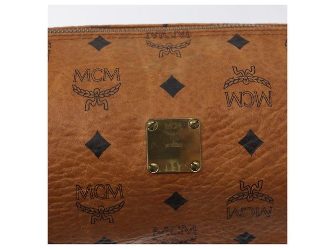 Borsa a Spalla MCM Vicetos Logogram in Pelle PVC Marrone Auth gh1857 - vista 14