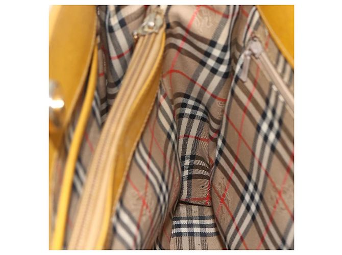 Borsa a mano in pelle giallo oro Auth BA11047 di BURBERRY D'oro - vista 17
