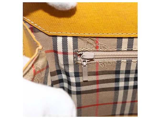 Borsa a mano in pelle giallo oro Auth BA11047 di BURBERRY D'oro - vista 18