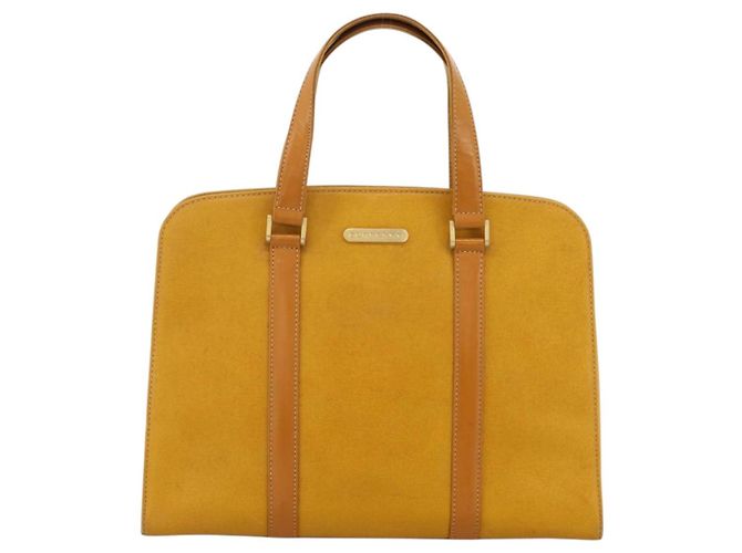 Borsa a mano in pelle giallo oro Auth BA11047 di BURBERRY D'oro - vista 2