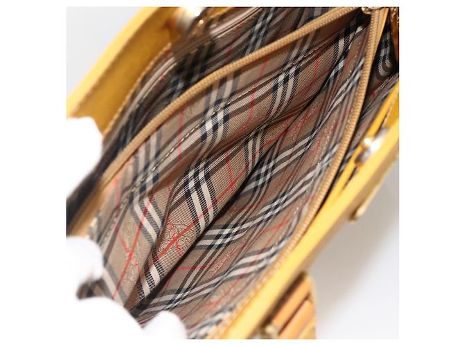 Borsa a mano in pelle giallo oro Auth BA11047 di BURBERRY D'oro - vista 20