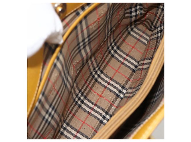 Borsa a mano in pelle giallo oro Auth BA11047 di BURBERRY D'oro - vista 21
