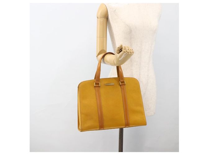Borsa a mano in pelle giallo oro Auth BA11047 di BURBERRY D'oro - vista 23