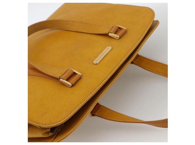 Borsa a mano in pelle giallo oro Auth BA11047 di BURBERRY D'oro - vista 6