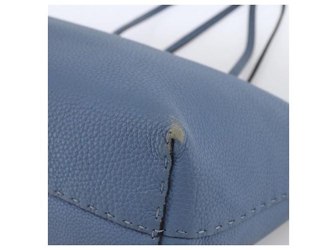 FENDI Celeria Tote Bag aus Leder hellblau silber Auth ka2780 - Ansicht 10