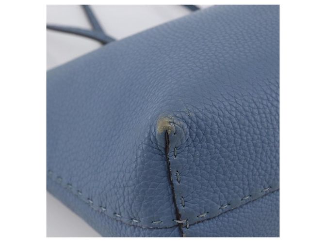 FENDI Celeria Tote Bag aus Leder hellblau silber Auth ka2780 - Ansicht 11