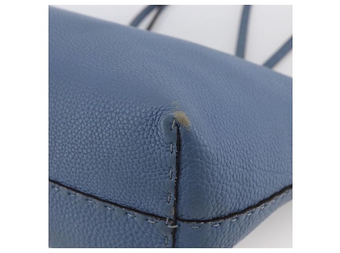 FENDI Celeria Tote Bag aus Leder hellblau silber Auth ka2780 - Ansicht 12