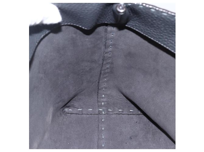FENDI Celeria Tote Bag aus Leder hellblau silber Auth ka2780 - Ansicht 19