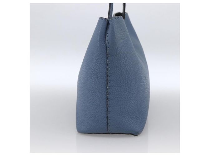FENDI Celeria Tote Bag aus Leder hellblau silber Auth ka2780 - Ansicht 4