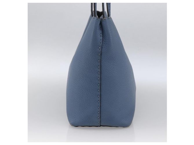FENDI Celeria Tote Bag aus Leder hellblau silber Auth ka2780 - Ansicht 5