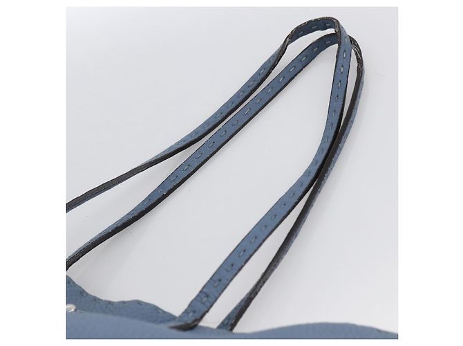 FENDI Celeria Tote Bag aus Leder hellblau silber Auth ka2780 - Ansicht 8