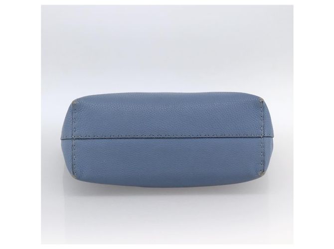 FENDI Celeria Tote Bag aus Leder hellblau silber Auth ka2780 - Ansicht 9
