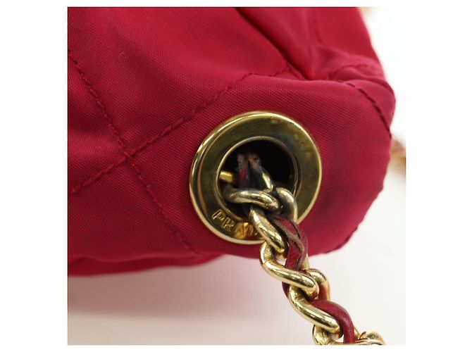 PRADA Borsa a Spalla con Catena Nylon Rosa Oro Auth 166995A D'oro - vista 14