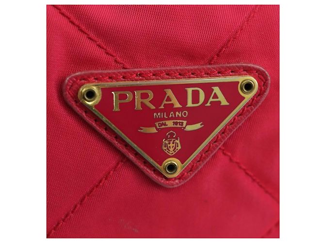 PRADA Borsa a Spalla con Catena Nylon Rosa Oro Auth 166995A D'oro - vista 15