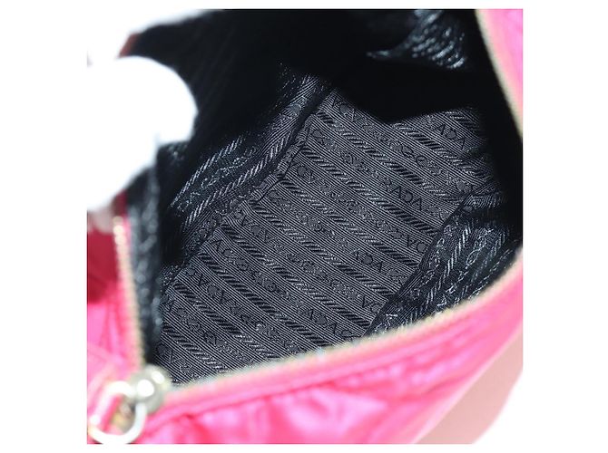 PRADA Borsa a Spalla con Catena Nylon Rosa Oro Auth 166995A D'oro - vista 18