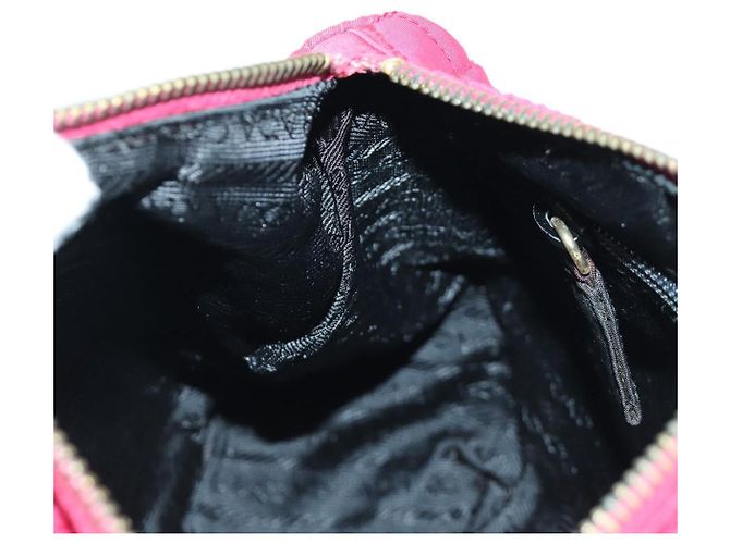 PRADA Borsa a Spalla con Catena Nylon Rosa Oro Auth 166995A D'oro - vista 19