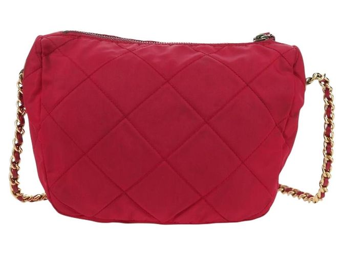 PRADA Borsa a Spalla con Catena Nylon Rosa Oro Auth 166995A D'oro - vista 3