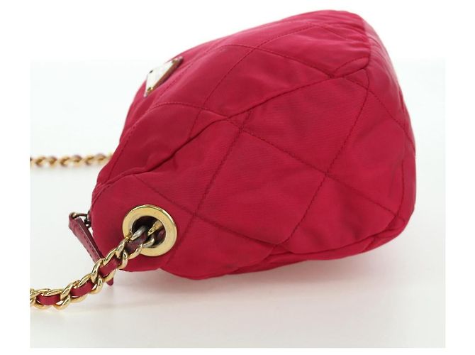 PRADA Borsa a Spalla con Catena Nylon Rosa Oro Auth 166995A D'oro - vista 4