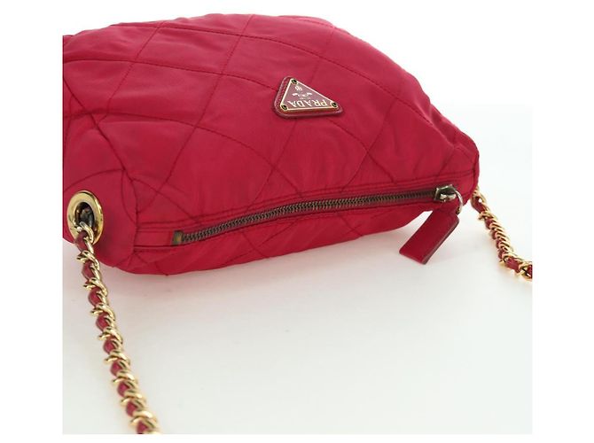 PRADA Borsa a Spalla con Catena Nylon Rosa Oro Auth 166995A D'oro - vista 6