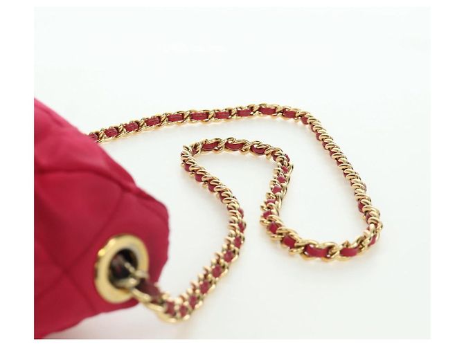PRADA Borsa a Spalla con Catena Nylon Rosa Oro Auth 166995A D'oro - vista 8