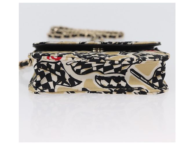 CHANEL Mini Matelassé 12 Pochette a Catena Spalla Satin Beige Oro CC Auth 171471SAM D'oro - vista 10
