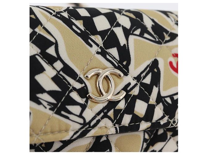 CHANEL Mini Matelassé 12 Pochette a Catena Spalla Satin Beige Oro CC Auth 171471SAM D'oro - vista 15
