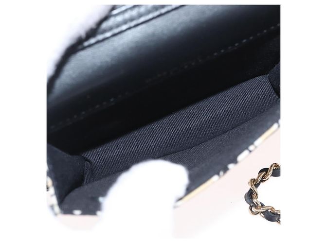 CHANEL Mini Matelassé 12 Pochette a Catena Spalla Satin Beige Oro CC Auth 171471SAM D'oro - vista 18