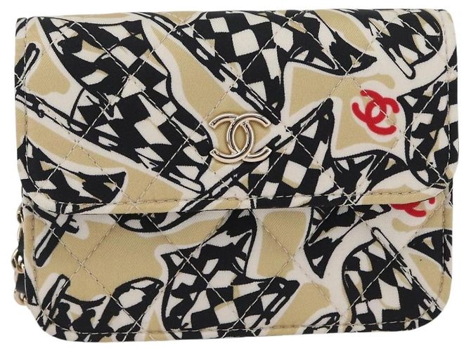 CHANEL Mini Matelassé 12 Pochette a Catena Spalla Satin Beige Oro CC Auth 171471SAM D'oro - vista 2