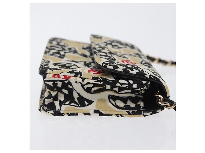 CHANEL Mini Matelassé 12 Pochette a Catena Spalla Satin Beige Oro CC Auth 171471SAM D'oro - vista 4