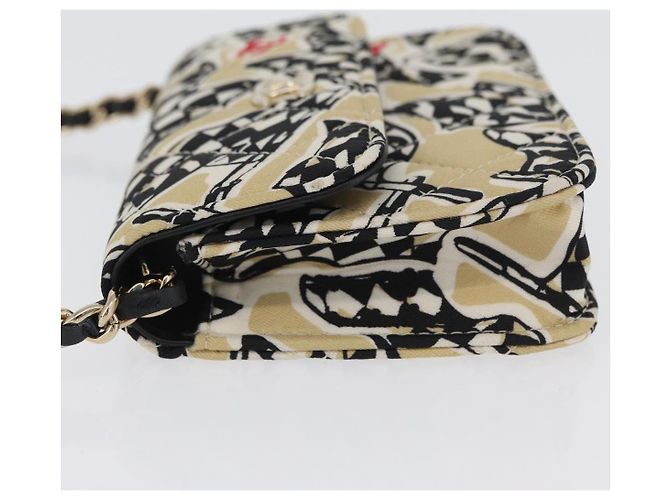 CHANEL Mini Matelassé 12 Pochette a Catena Spalla Satin Beige Oro CC Auth 171471SAM D'oro - vista 5