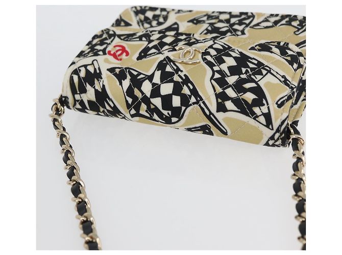 CHANEL Mini Matelassé 12 Pochette a Catena Spalla Satin Beige Oro CC Auth 171471SAM D'oro - vista 6