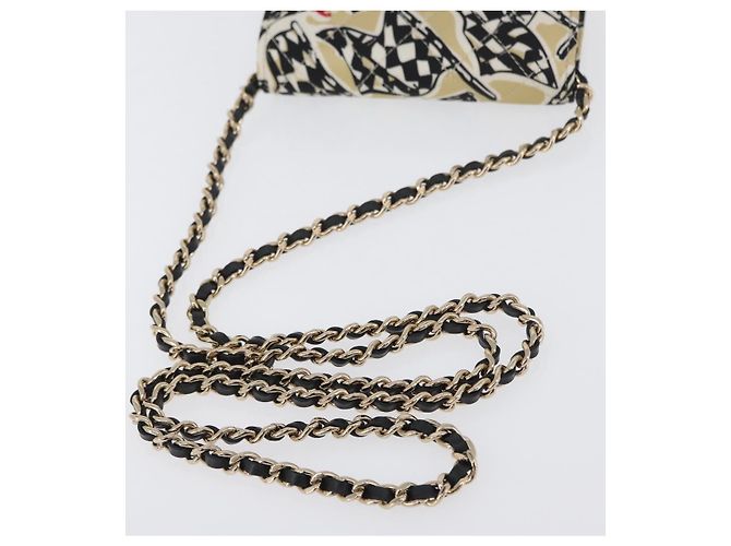 CHANEL Mini Matelassé 12 Pochette a Catena Spalla Satin Beige Oro CC Auth 171471SAM D'oro - vista 7