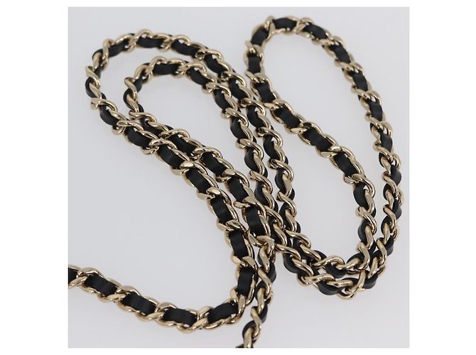 CHANEL Mini Matelassé 12 Pochette a Catena Spalla Satin Beige Oro CC Auth 171471SAM D'oro - vista 9