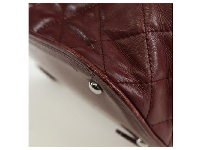 CHANEL Matelasse Chain Backpack Leather Bordeaux Silver CC Auth 172627A Silvery Dark red - view 13