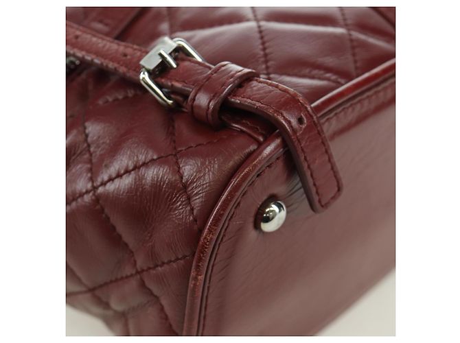 CHANEL Matelasse Chain Backpack Leather Bordeaux Silver CC Auth 172627A Silvery Dark red - view 14