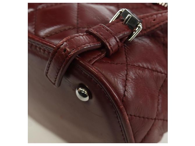 CHANEL Matelasse Chain Backpack Leather Bordeaux Silver CC Auth 172627A Silvery Dark red - view 15