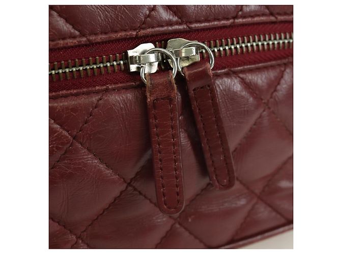 CHANEL Matelasse Chain Backpack Leather Bordeaux Silver CC Auth 172627A Silvery Dark red - view 16