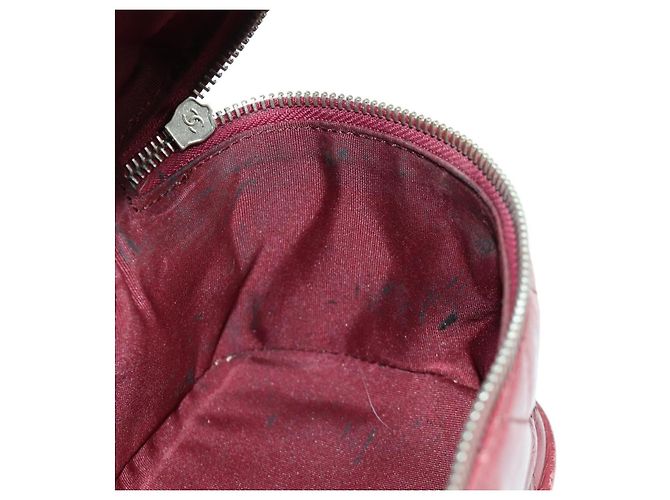 CHANEL Matelasse Chain Backpack Leather Bordeaux Silver CC Auth 172627A Silvery Dark red - view 21