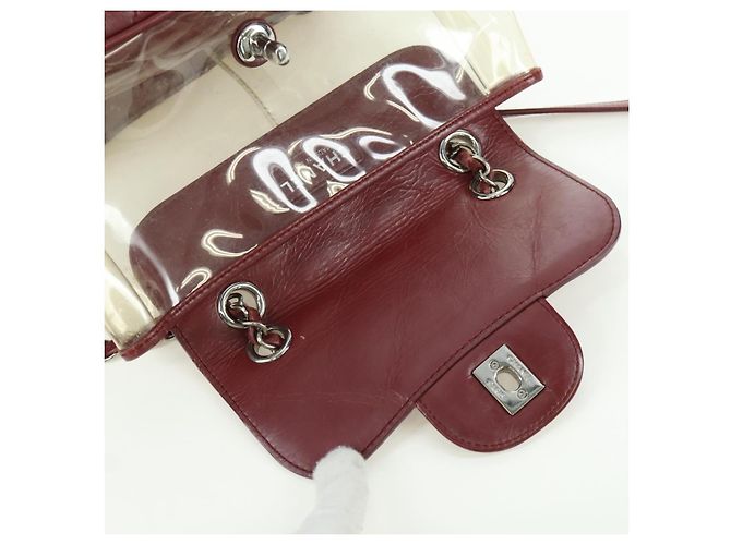 CHANEL Matelasse Chain Backpack Leather Bordeaux Silver CC Auth 172627A Silvery Dark red - view 24
