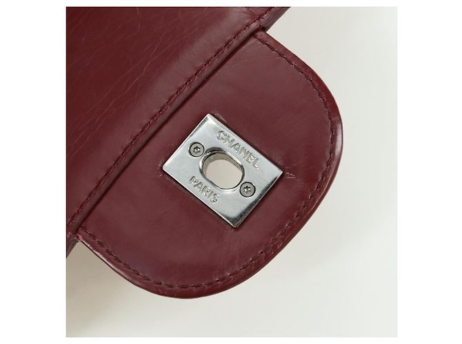 CHANEL Matelasse Chain Backpack Leather Bordeaux Silver CC Auth 172627A Silvery Dark red - view 25