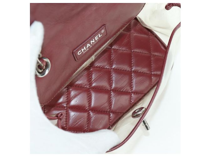 CHANEL Matelasse Chain Backpack Leather Bordeaux Silver CC Auth 172627A Silvery Dark red - view 27